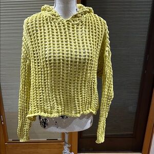 BiBi crochet open weave hooded top - size small